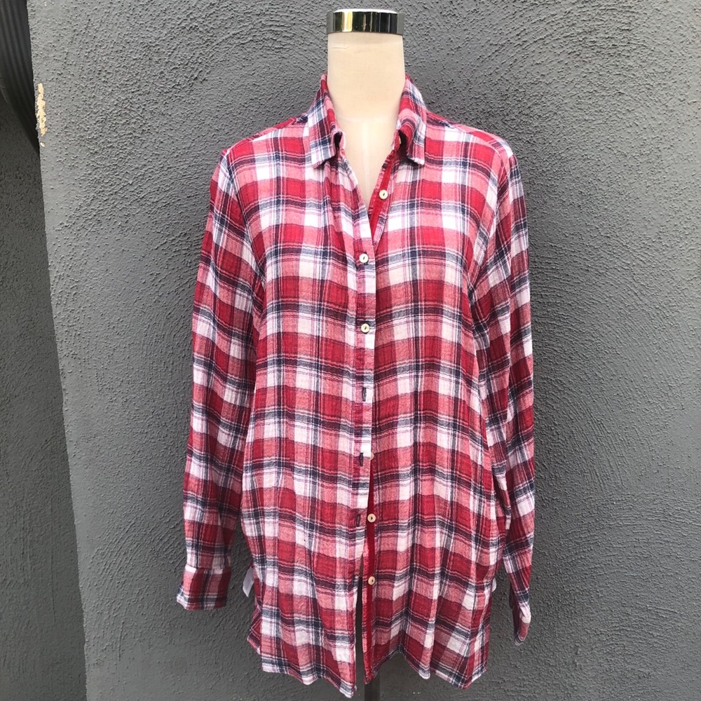 Johnny Was embroidered button down shirt size L